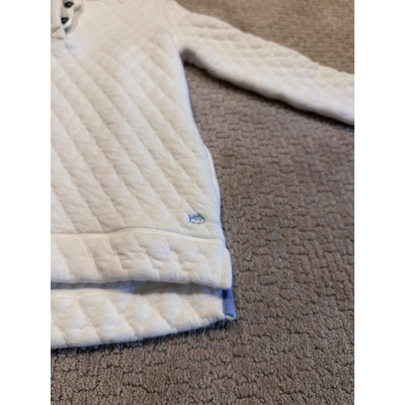 Women's Southern Tide Quilted Pullover Top Button Up Cream size XS - Picture 9 of 10